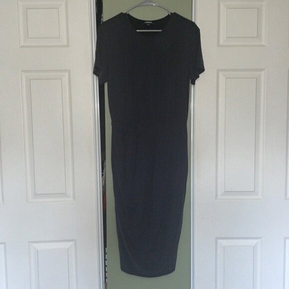EXPRESS Silky Sueded Jersey Ruched T-Shirt Midi Dress, Great Condition! Medium - Picture 4 of 5
